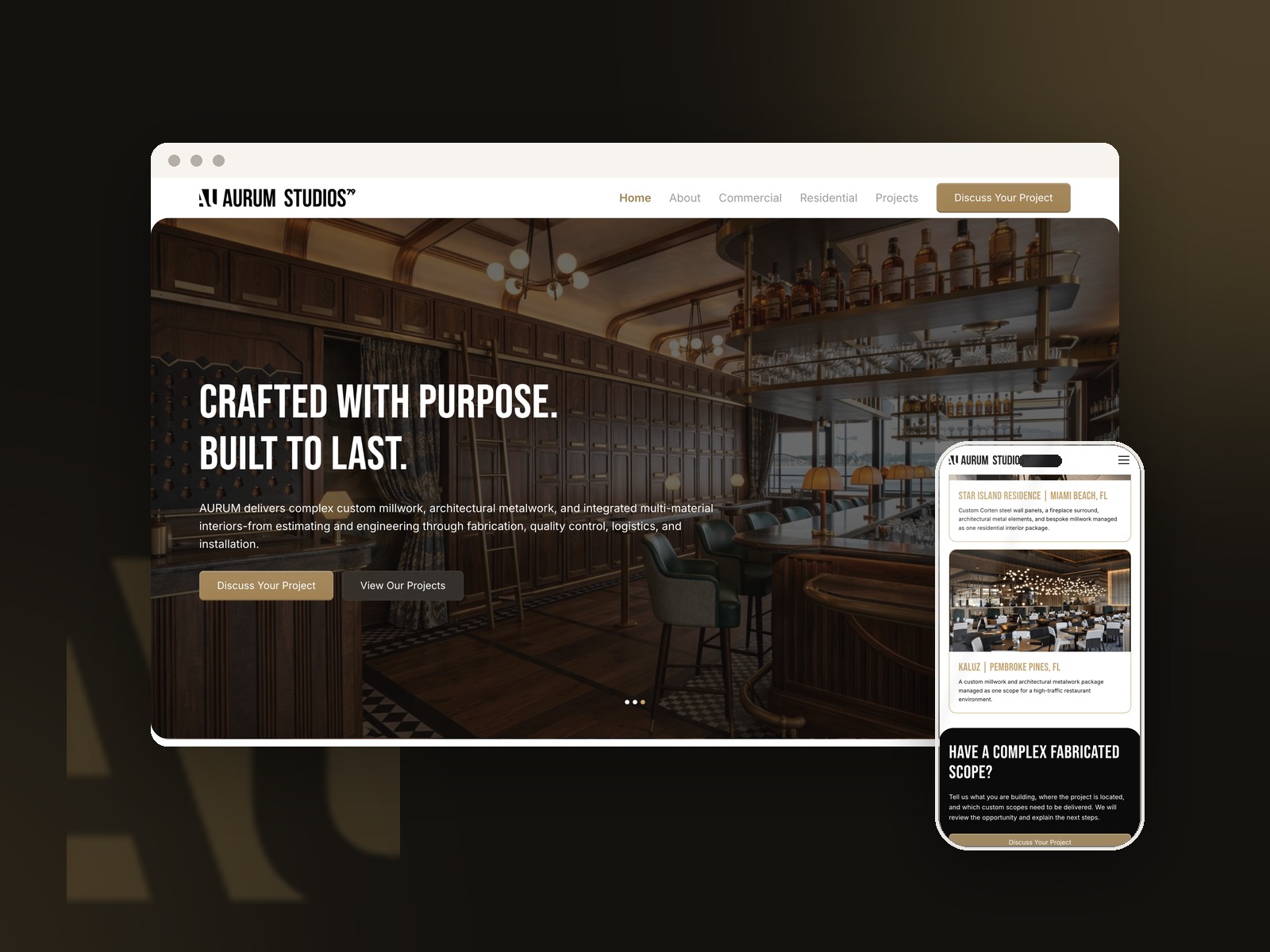 Aurum Studios website by Buildt