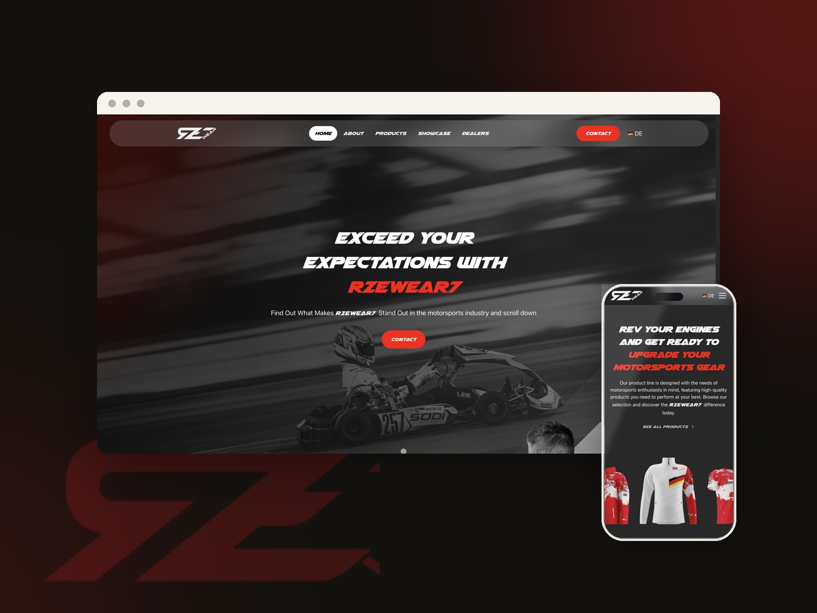 RZE Wear7 website by Buildt